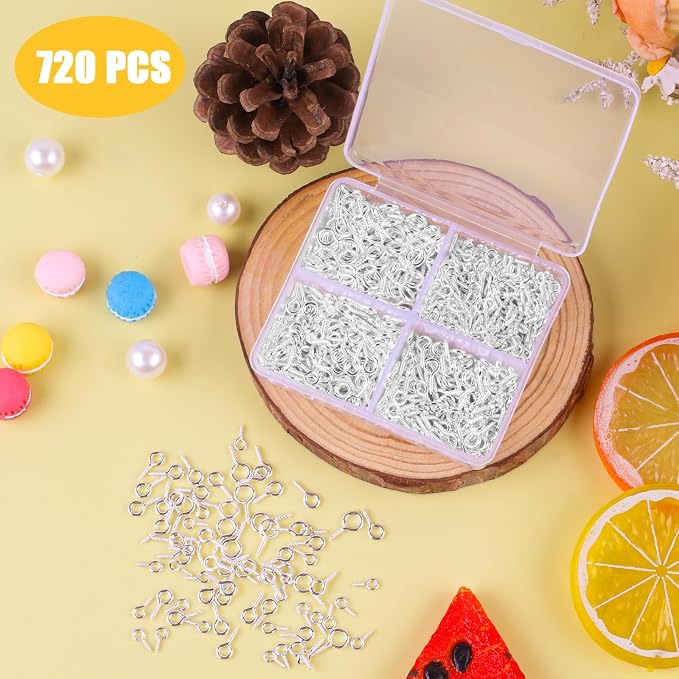 720PCS Small Screw Eye Pins, 3 Styles of Mini Eye Screws, Eyelet Pins Hooks - Image 7