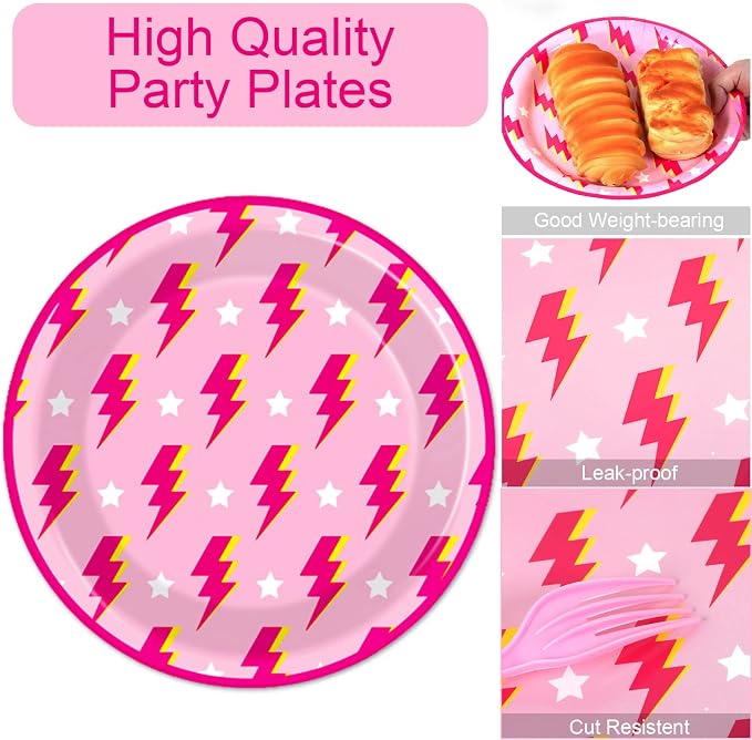 100 Pcs Preppy Party Plates Napkins Forks Supplies Set Smile Face Disposable - Image 3