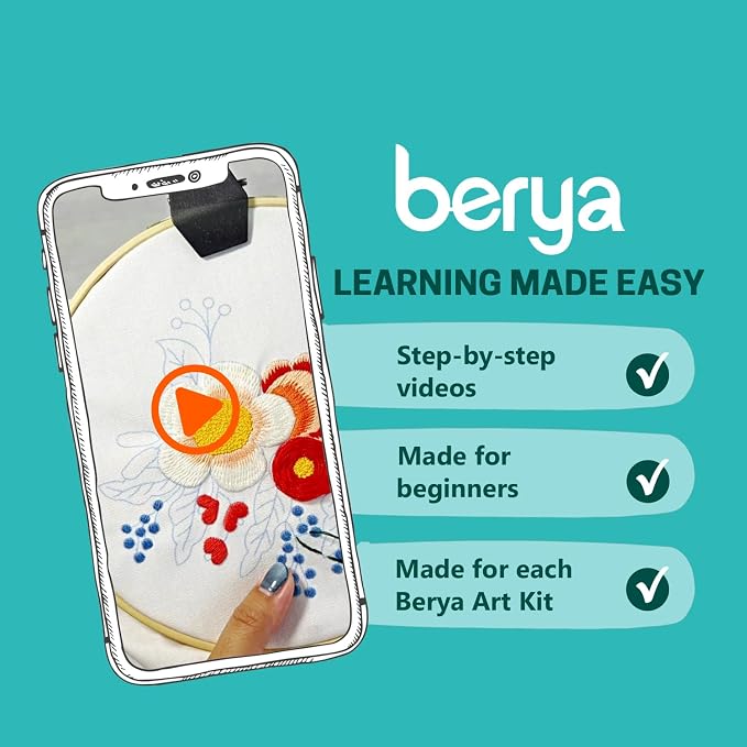 BERYA Embroidery Kit for Beginners, Flowers and Leaves Embroidery Practice Kit - Image 5