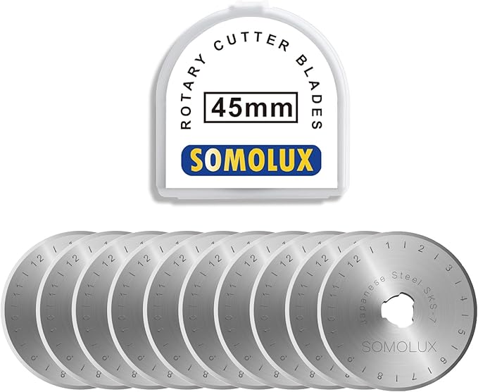 SOMOLUX Rotary Cutter Blades 45mm 10 Pack Refill Fits OLFA, Truecut Replacement by SOMOLUX
