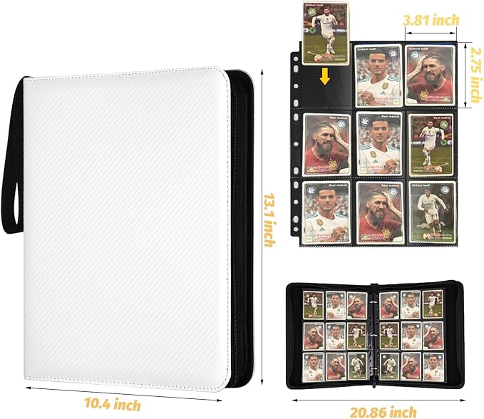 GERMUN 3 Ring 9 Pocket Zipper Card Binder, 720 Double Sided Standard PU Trading - Image 2