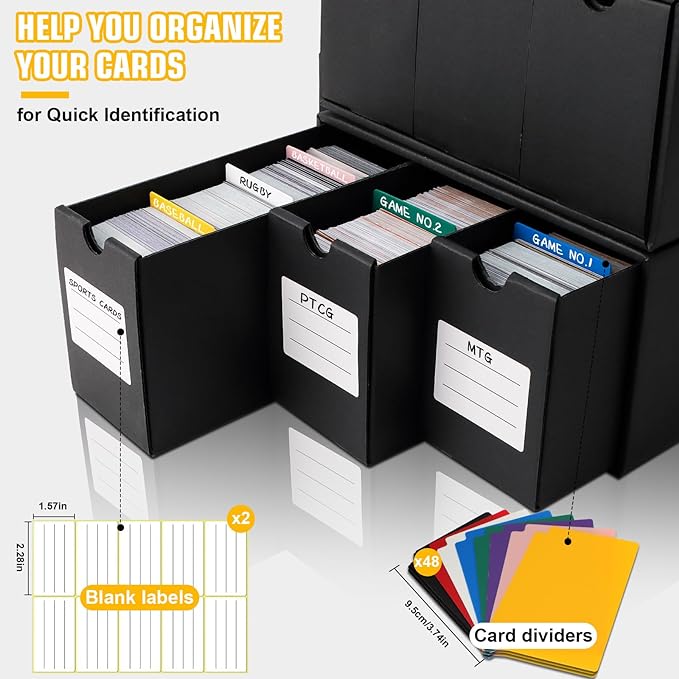 Trading Card Storage Box, Includes 9-600 CT Boxes & 48 Card Dividers, 9000+ - Image 4