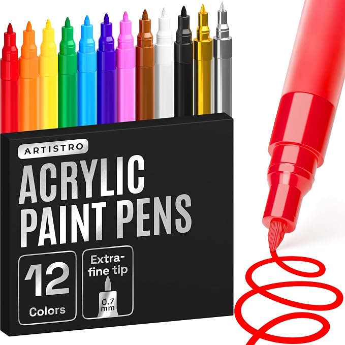 ARTISTRO 12 Regular Paint Pens for Glass Marking, Rock Painting, Scrapbooking by ARTISTRO