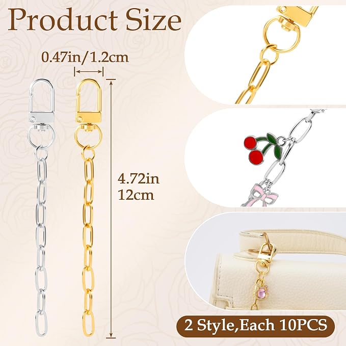 Hzopcw 20pcs Keychain Making Kit, Key Ring Swivel Snap Hook Chains, Extender - Image 2