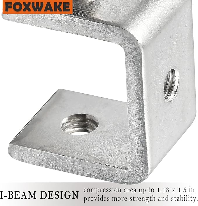 Heavy Duty Stainless Steel C Clamps 2 1/2 Inch for WoodWorking, Small U Clamps for Mounting, Mini Desk Clamps with Stable Wide Jaw Opening & Protective Pads/I-Beam Design (2pcs)