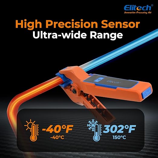 Elitech IPT-01 Wireless Temperature Clamp – T-Type Thermometer, Data Logging & Remote Monitoring –HVAC Temperature Probe with Bluetooth and App Operation & Works with Elitech App-Enabled Manifolds