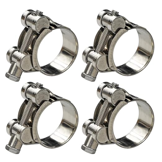 AKIHISA 4 Pack 44-47mm ID Range T-Bolt Hose Clamp,304 Stainless Steel Adjustable Heavy Duty Pipe Strap Clamps 1.73-1.85 Inch