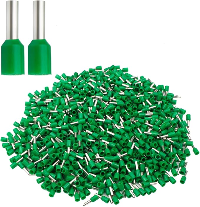 XHF 1000 PCS AWG 22/0.5mm² Wire Ferrules Insulated Copper Crimp Connectors, Crimp Pin Cord End Terminals Green