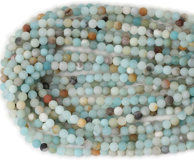 60PCS 6mm Natural Colorful Frosted Amazonite Gemstone Round Loose Beads Stone - Image 3