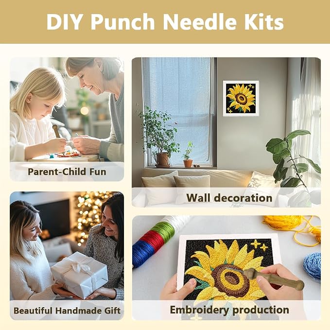 Doodlream Sunflower DIY Punch Needle Embroidery Kit - Image 4