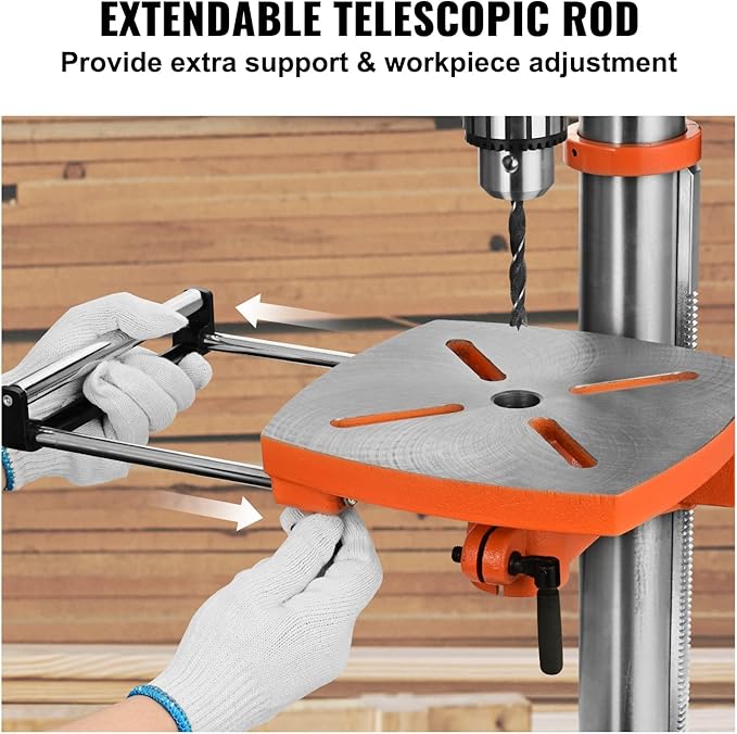 VEVOR 12 in Benchtop Drill Press, 5 Amp 120V, Variable Speed Cast Iron Bench Drill Press, 12 in Swing Distance 0-45° Tiltling Worktable with Laser Work Light, Tabletop Drilling Machine for Wood Metal