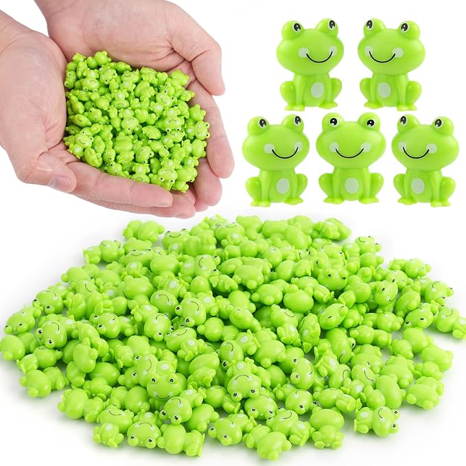 BuQiuRen 150Pcs Mini Green Plastic Frogs, Tiny Frogs Figurines Small Frog to by BuQiuRen%C2%AE