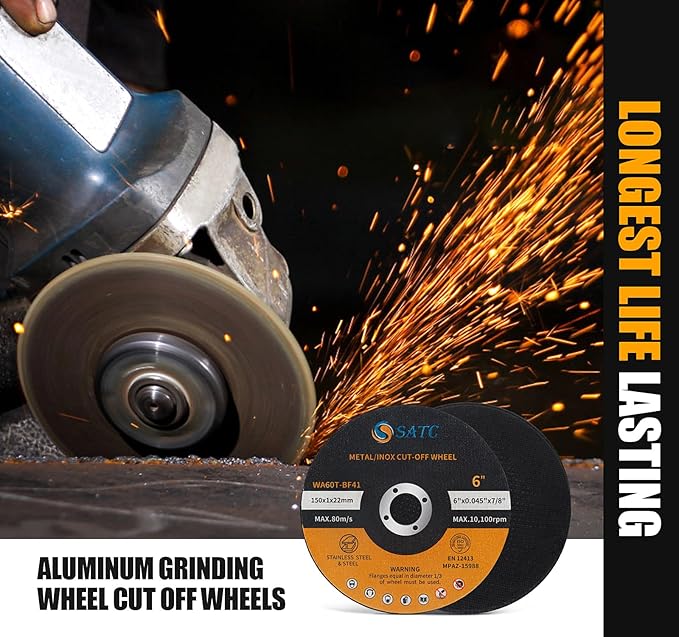 S SATC Cutting Wheel 6 in 6" x.045 x7/8" Cut Off Wheels for Metal 25 PCS Cutting Discs Fits Angle Grinder Concrete Accessories Saw Grinder Metal Cut Tools Grinder Attachment