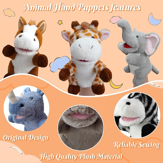 6 Pcs Animal Hand Puppets for Kids - Image 4