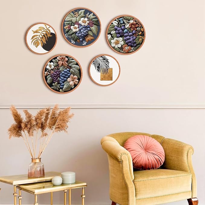FONNUY Embroidery Kit for Beginners, Grapes Fruit Floral Pre-Stamped Pattern - Image 6