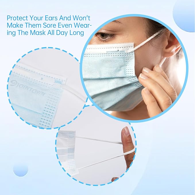 Jointown Disposable Face Masks, ASTM Level 2 Surgical Mask with 3 Ply Protection & Elastic Earloop, 2000 Pack Blue
