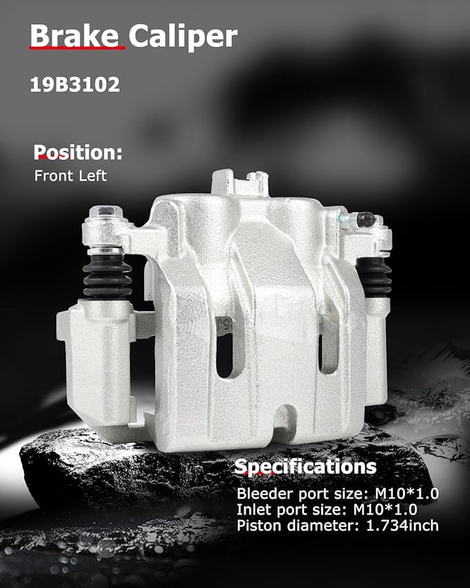 cciyu Front Left Brake Caliper Assembly w/Bracket 19B3102 2009-2014 For Acura For TL,2015-2020 For Acura For TLX,2006-2014 For Honda For Ridgeline