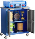Tool Chest with Wheels and 4 Pad Feet,Tool Chest with 2 Doors and Adjustable Shelves,Lockable Steel Chest for Garage,Home and Office,can be Combined to Large Cabinet Set