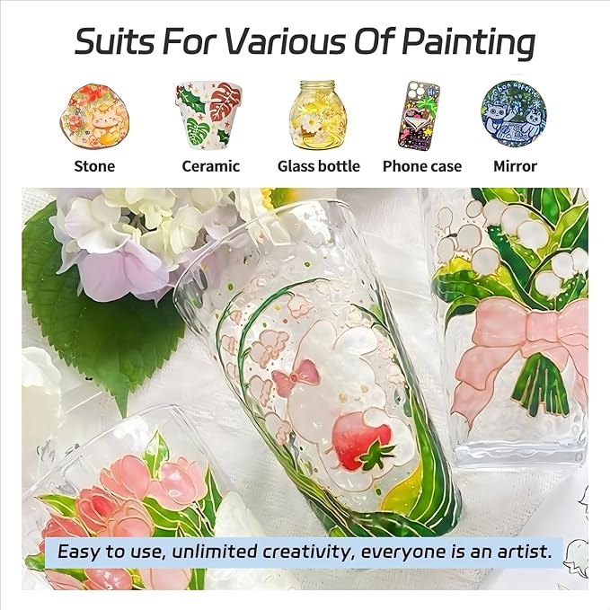 Premium Glass Paints for Glass Painting Stained Ceramic Paints Set Non Toxic - Image 4