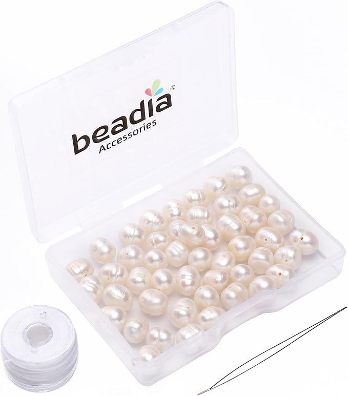 Natural Pearl Beads Potato 7-8mm White Freshwater Cultured Loose Gemstone Beads for DIY Jewelry Making 13.8''/Strand HQ