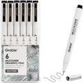 Grabie Micro Fineliner Pens, 6 Black Fine Line Waterproof Drawing Pens by Grabie