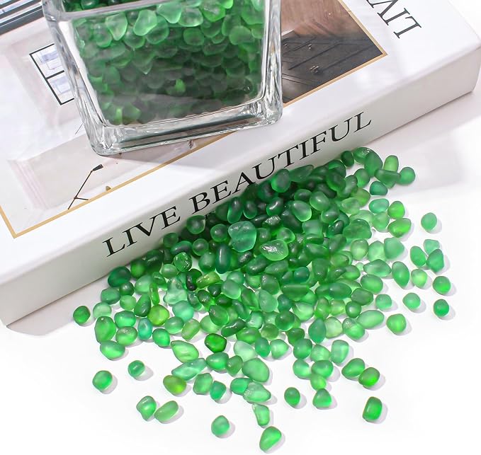 Keedolla Green Fish Tank Gravel Aquarium Frosted Glass Rocks, 0.5 Lb Mini Fish - Image 5