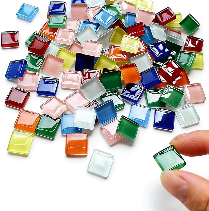 LITMIND 1.1LB Multi-Color Mix Crystal Glass Mosaic Tiles – 0.6 Inch Square - Image 3