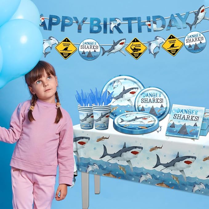 Shark Birthday Party Decorations, Tablecloth - Image 4