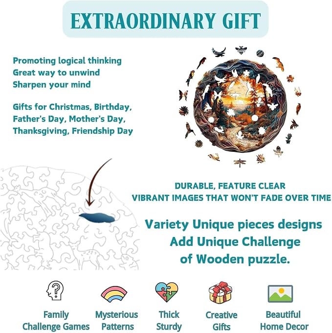 Wooden Puzzles Adults, 3D Winding Road Wooden Puzzles 300 Pieces, Unique Animal - Image 3