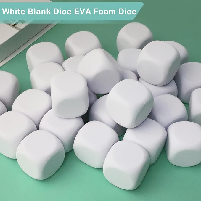 30 PCS White Blank Foam Dice 1.96 Inch EVA Six Sided Dice DIY Craft Supplies - Image 3