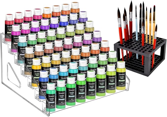 7-Layer Clear Acrylic Paint Holder Storage & Brush Organizer | Easy Assemble by UpChoNice