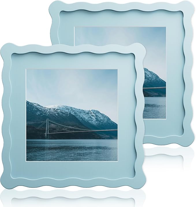 8X8 Wavy Picture Frame With Mat by Unknown