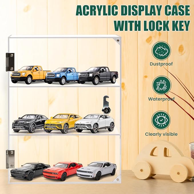 Locking Display Case, Showcase Display Cabinet, 3-Tier Acrylic Display Case - Image 5