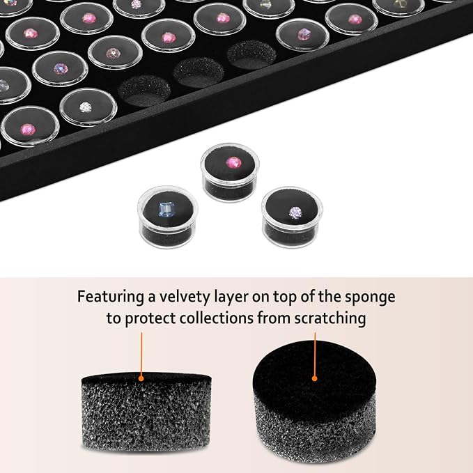Ikee Design Black Foam Gem Jars Showcase Stackable Display Tray - Image 3
