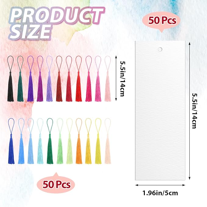 Skyygemm 100 Pcs Watercolor Paper Blank Bookmarks - Image 5