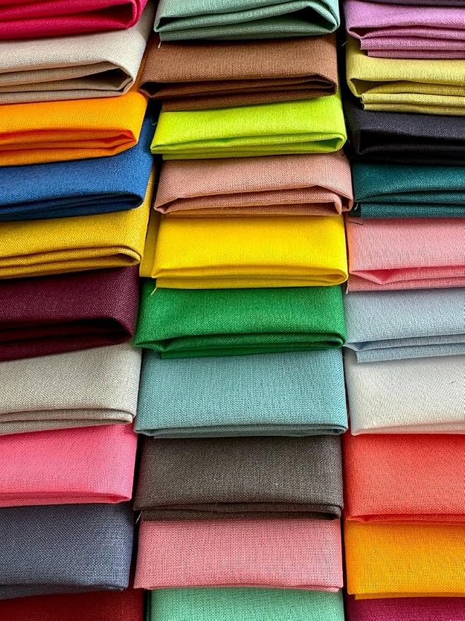 Solid Color Cotton Fabric Bundle – 50 Pre-Cut Squares, 100% Cotton, 120 GSM - Image 3