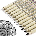 Muchcute Micro Fineliner Drawing Art Pens: 12 Black Fine Line Waterproof Ink by Muchcute