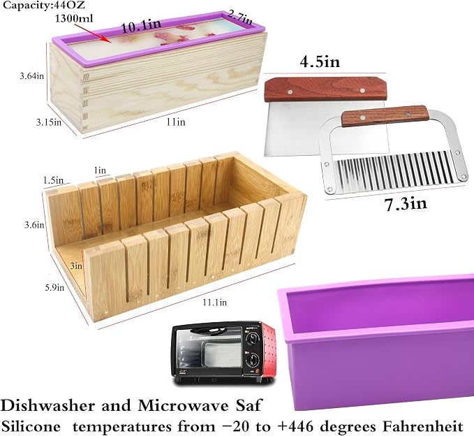 Silicone soap molds -Soap Cutting Tool Set Wooden Bamboo - Image 2