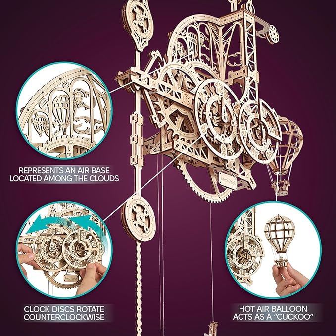 UGEARS Aero Clock Wooden 3D Puzzles - Image 6