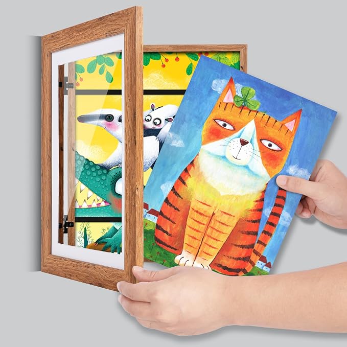 Kids Art Frames, 10x12.5 Front Opening Kids Artwork Frames Changeable, Dark - Image 4