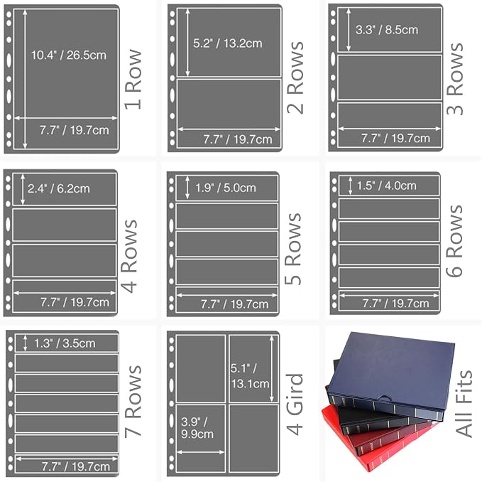 MUDOR Stamp Pages for Stamp Collection Album Binder Book, 10 Sheet 5 Rows | - Image 4