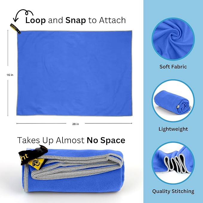 Backpacking Ultralight Quick Dry Microfiber Soft Fast Drying Hand and Face Towel Wash Cloth Camping Yoga Hiking Active Lifestyle Small (Blue, Medium)