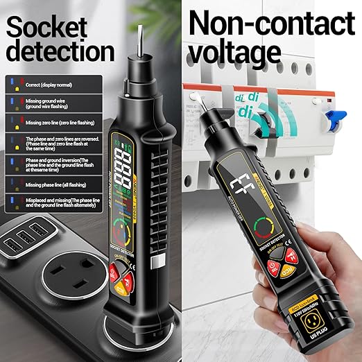 Multimeter with Outlet Receptacle Detector Measures Dual Range AC 2-440V,50Hz-60Hz Live/Neutral Wire Tester,Voltage,Current,Resistance,Continuity,Breakpoint Finder,Circuit Polarity Wall Plug Tool
