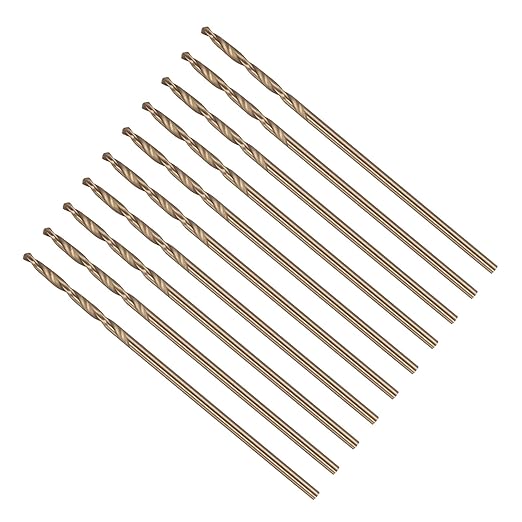 Drill Bit, #57 Cutting Diameter, 4341 HSS Gold Finish 118° Cutting Angle Number Jobber Bits - (Applications: for Drilling Soft Metal Plastic Wood), 10-Pieces