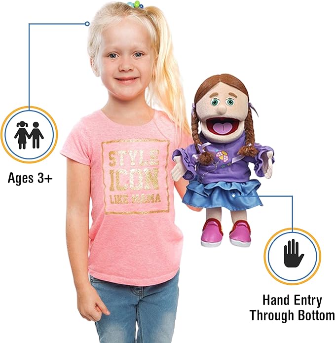 14" Amy, Peach Girl, Hand Puppet - Image 2