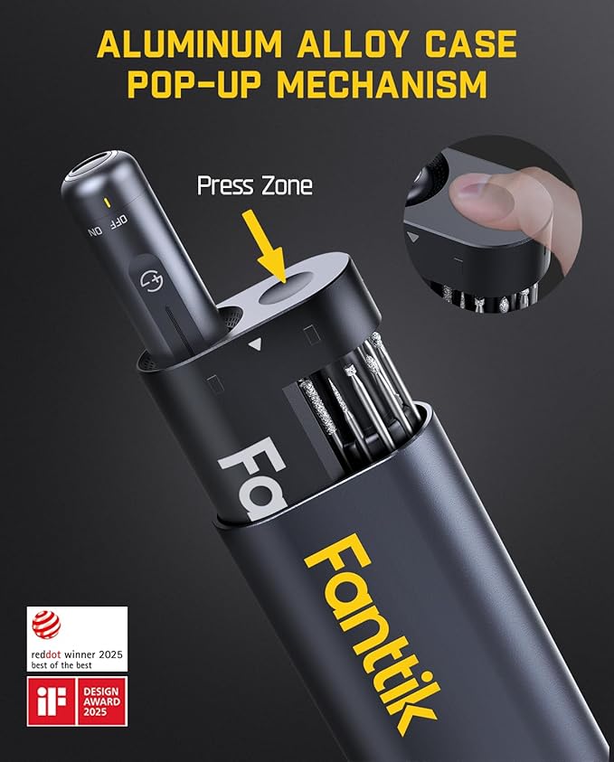 Fanttik F2 Master Mini Cordless Rotary Tool Kit, NeoPulse Motor, 5 Variable Speed, 25000 RPM, Revostor Hub, 35 Accessories, for 3D Printer Sanding, Polishing, Drilling, Carving, DIY Crafts