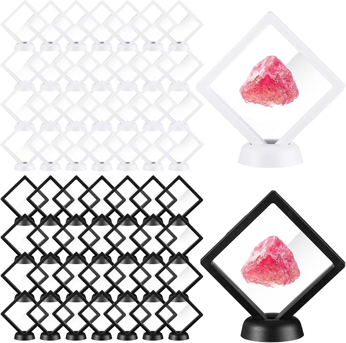 60 Pcs 3D Floating Display Case PE Film Jewelry Storage Box Coins Display Frame by FairySandy