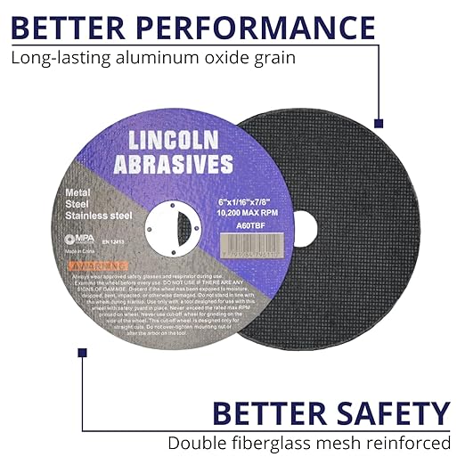 400 Pc 6" x 1/16" x 7/8" Cut-Off Wheels Lincoln Abrasives Metal & Stainless Steel