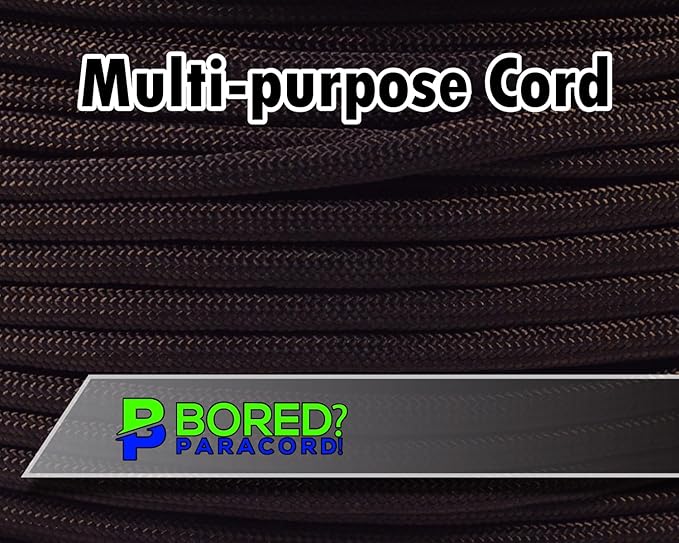 BORED? PARACORD! 550 lb Paracord - Ideal for Crafting, Camping, DIY Projects, Active & Military Outdoors - Strong Survival Rope - Tactical Parachute Cord Type III - Walnut 250 Feet