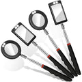 Tatuo 4 Pieces LED Mirror Inspection Telescoping Round Square Mirror Inspection Tool for Check The Condition of Vehicle, Observe The Eyelashes, Mouth and Other Small Parts